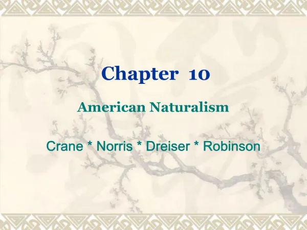 American Naturalism Crane Norris Dreiser Robinson