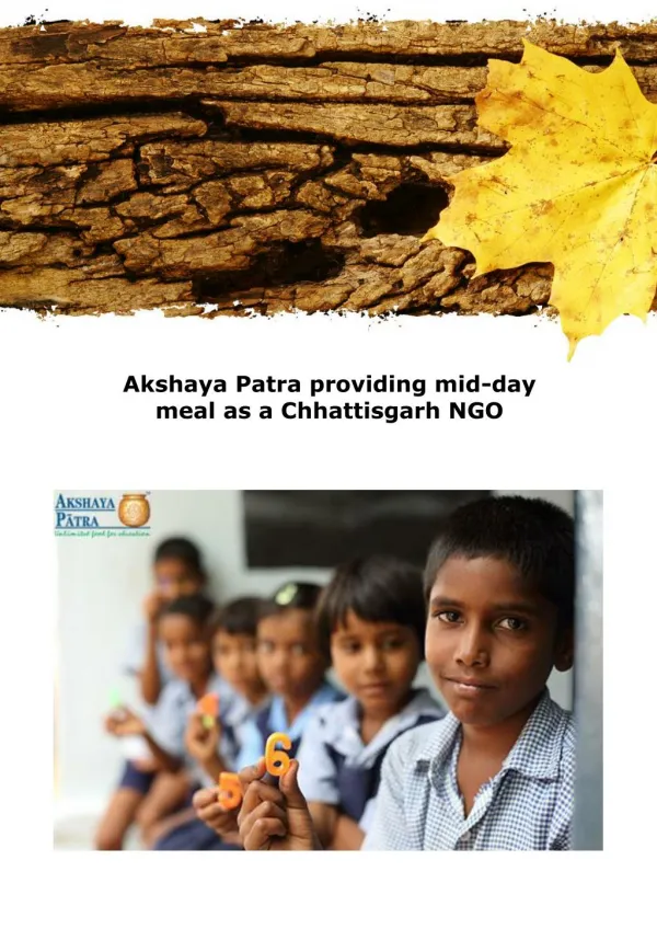 Akshaya Patra providing mid-day meal as a Chhattisgarh NGO