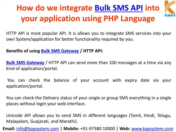 Integrate Bulk SMS API into your application using PHP Language