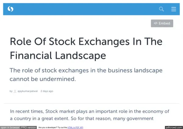 Role Of Stock Exchanges In The Financial Landscape
