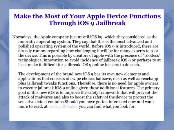 iOS 9 Jailbreaker