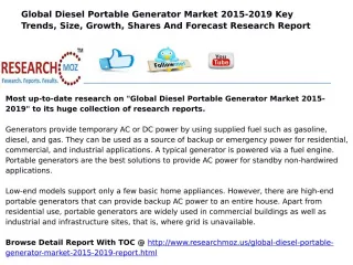 Global Diesel Portable Generator Market 2015-2019