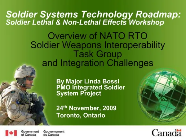 Overview of NATO RTO Soldier Weapons Interoperability Task Group and Integration Challenges