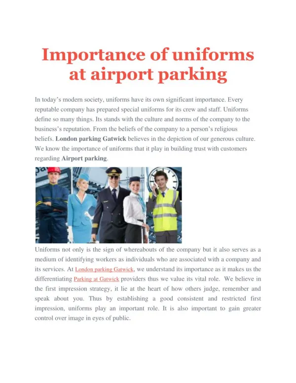 Importance of uniforms at airport