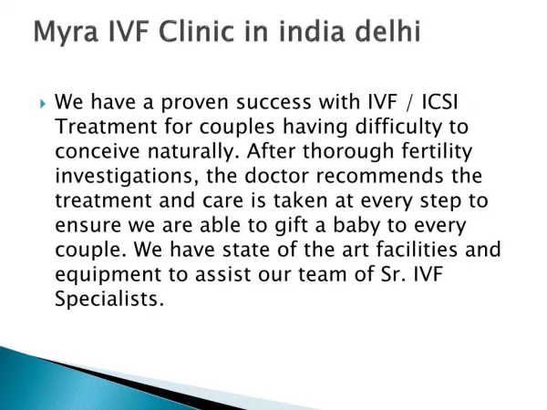 Myra IVF Clinic in india delhi