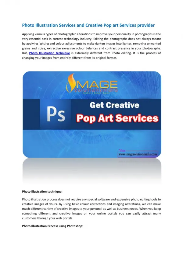Photo Illustration Services and Creative Pop art Services provider