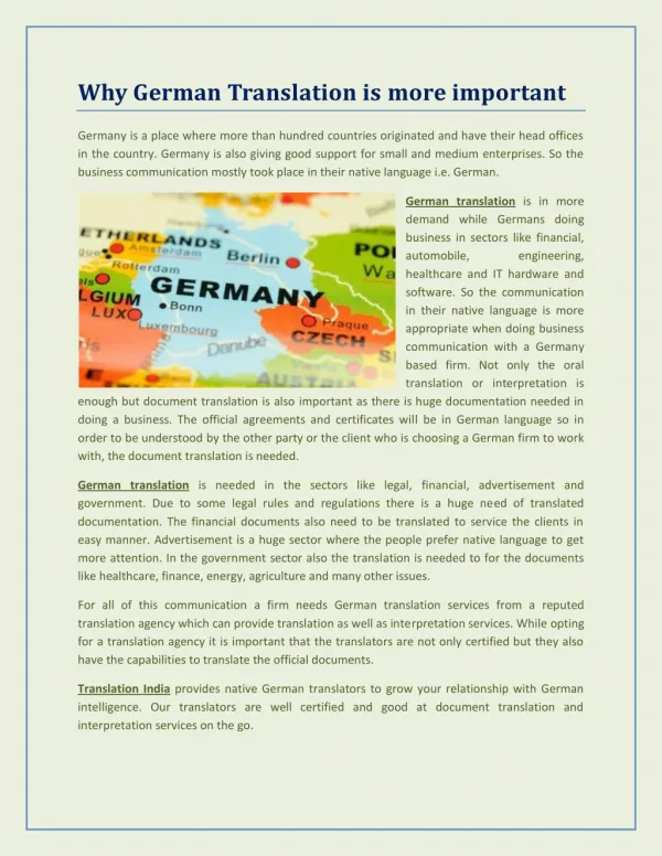 German translation services by Translation India