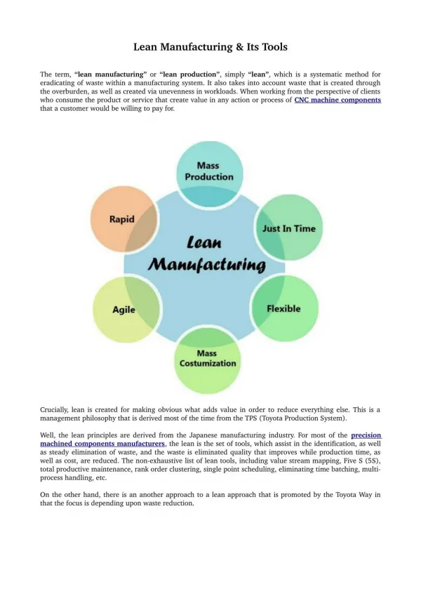 Lean Manufacturing & Its Tools