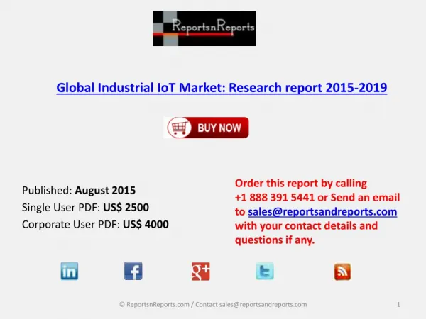 Global Industrial IoT Market: Research report 2015-2019