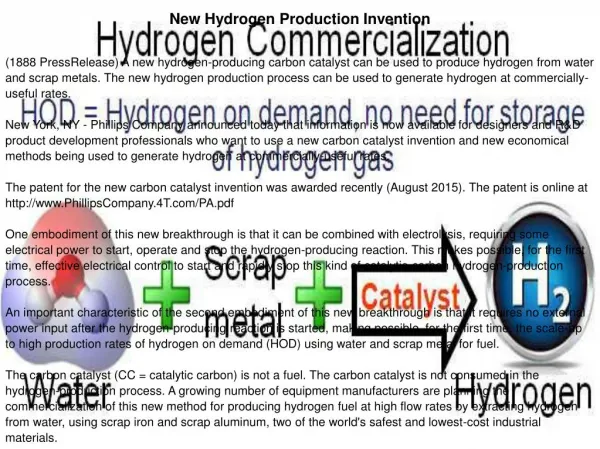 New Hydrogen Production Invention