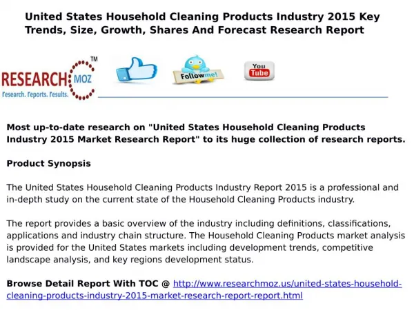 United States Household Cleaning Products Industry 2015 Market Research Report
