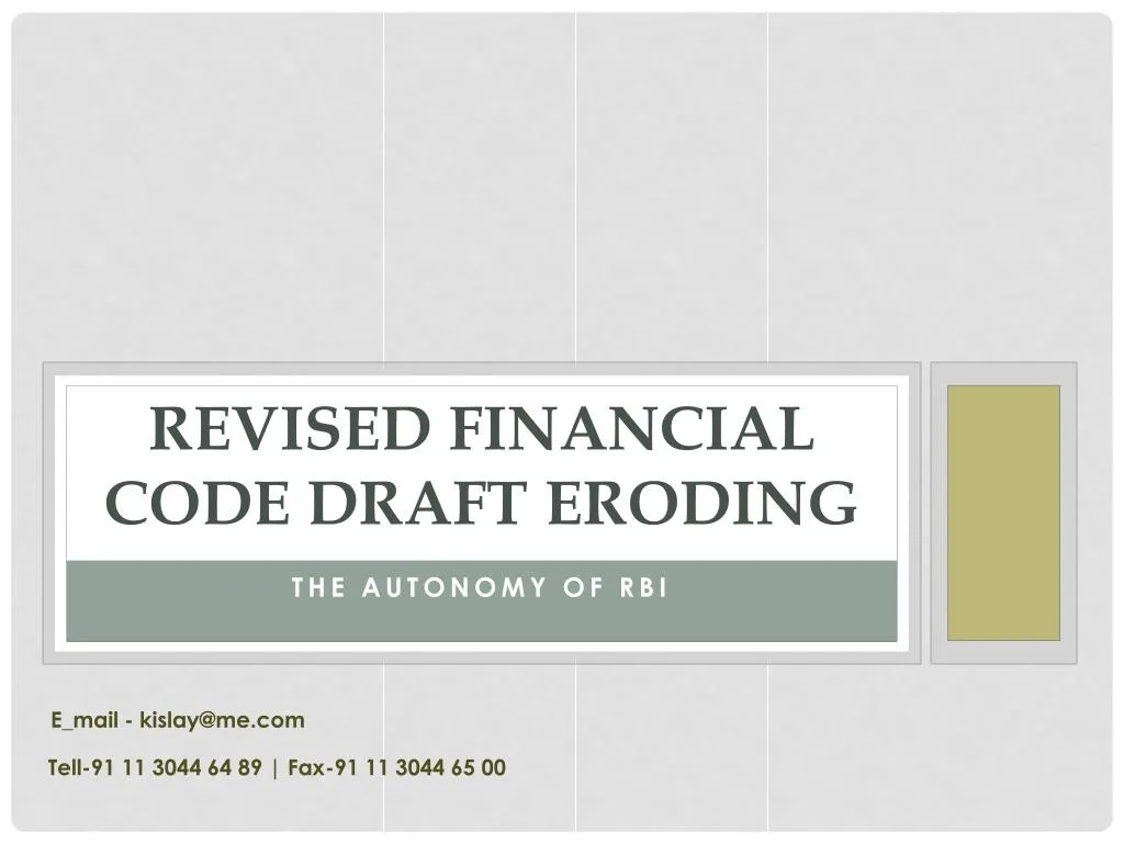 revised financial code draft eroding