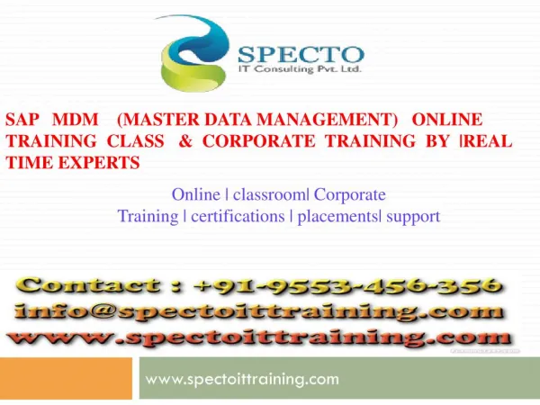 online training classes on sap mdm by real time experts