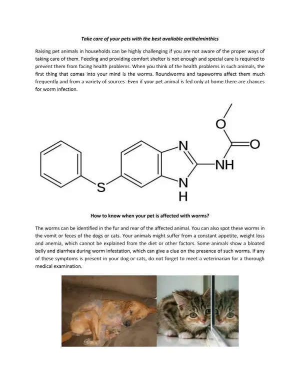 How Fenbendazole is Useful Medicine for Animals?