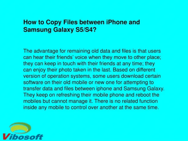 Transfer Data/Files between iPhone and Samsung Galaxy