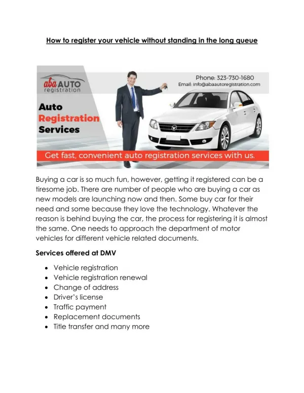 DMV Services & Auto Registration Services in Los Angeles