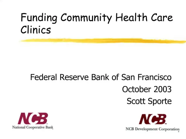 Funding Community Health Care Clinics
