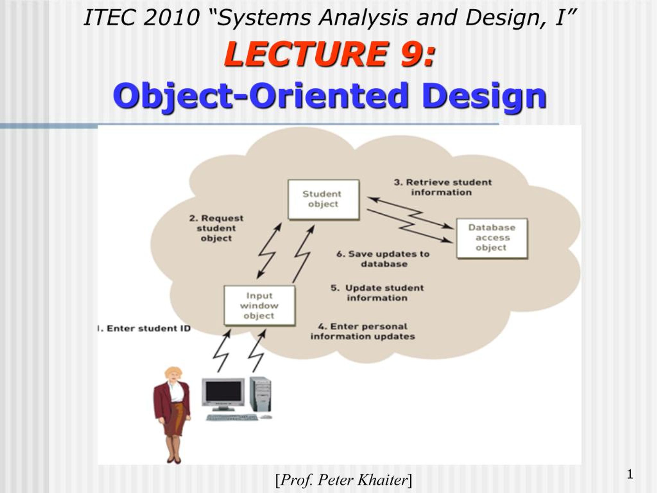 PPT - ITEC 2010 Systems Analysis and Design, I LECTURE 9: Object ...