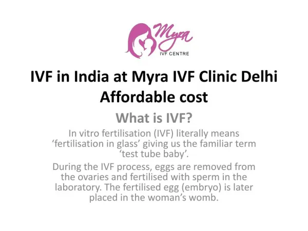 IVF in India at Myra IVF Clinic Delhi Affordable cost