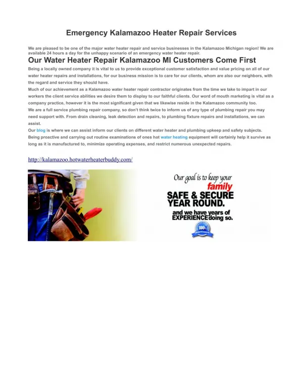Emergency Water Heater Repair Kalamazoo