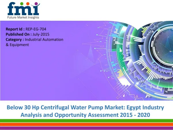 Valuation Egypt below 30Hp Centrifugal Water Pumps Market Expected to Reach US$ 37.1 Mn by 2020