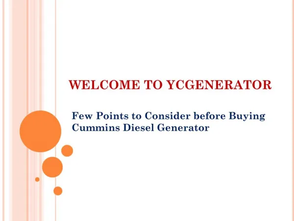 Few Points to Consider before Buying Cummins Diesel Generator