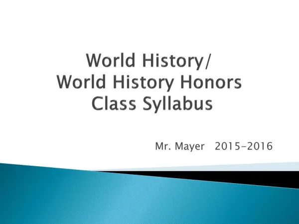 Mayer - World History - Syllabus