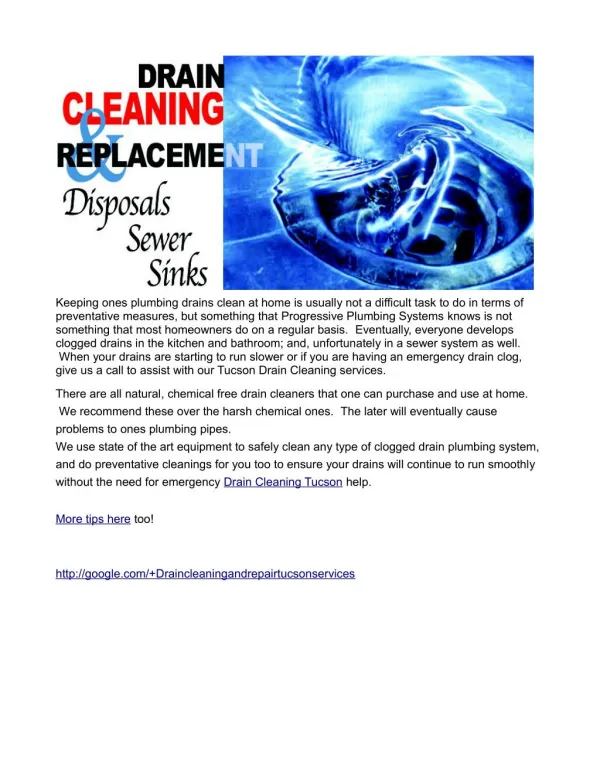 Drain Cleaning Tucson Services