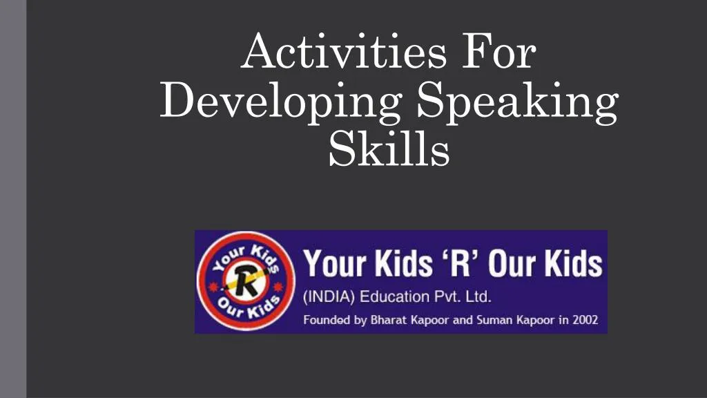 activities for developing speaking skills
