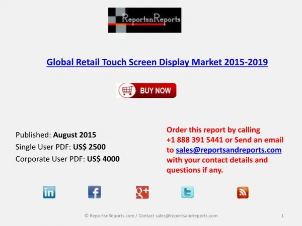 Global Retail Touch Screen Display Market 2015-2019