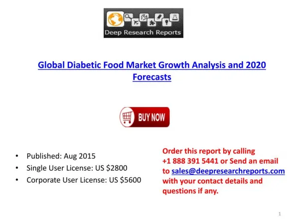 Diabetic Food Industry Report on Classification and Applications