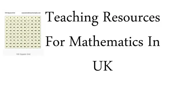 Teaching Resources For Mathematics In UK
