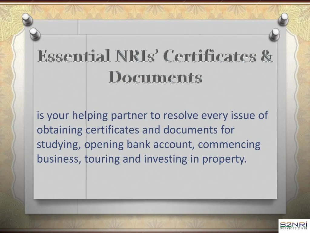 essential nris certificates documents