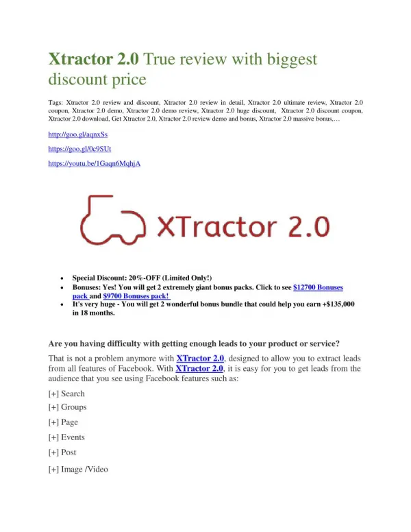 Xtractor 2.0 Review -(FREE) $32,000 Bonus & Discount