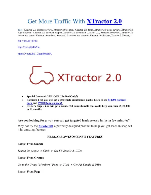 Xtractor 2.0 review and Xtractor 2.0 $11800 Bonus & Discount
