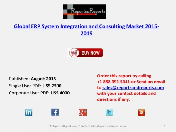 ERP System Integration and Consulting Market Size & Forecast to 2019