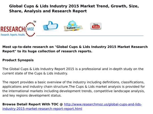 Global Cups & Lids Industry 2015 Market Research Report