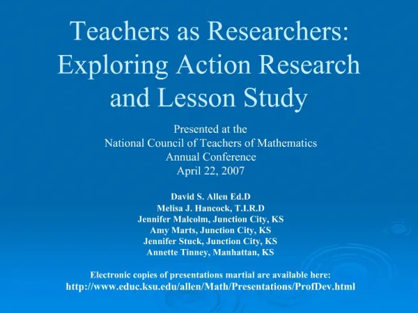 Teachers as Researchers: Exploring Action Research and Lesson Study