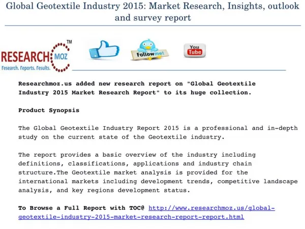 Global Geotextile Industry 2015 Market Research Report