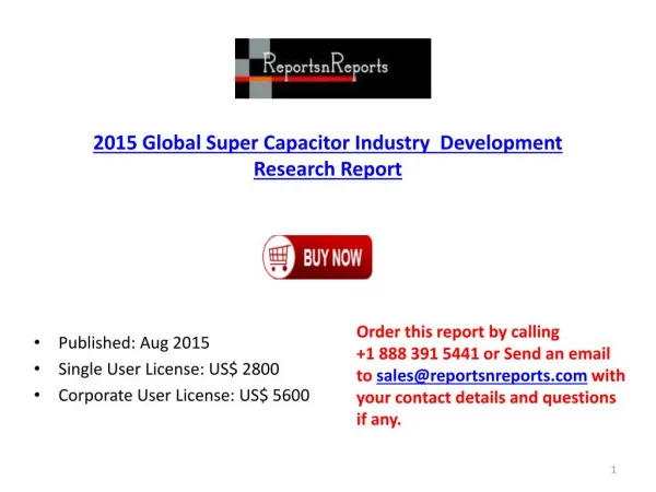 2015 to 2020 Global Super Capacitor Market Development Analysis