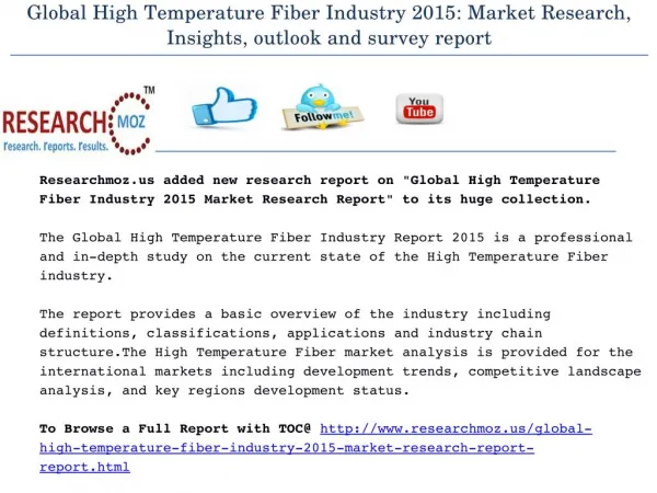 Global High Temperature Fiber Industry 2015 Market Research Report