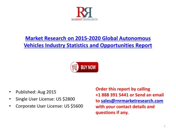 Global Autonomous Vehicles Market Growth Analysis and 2020 Forecast