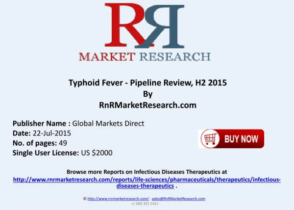 Typhoid Fever Pipeline Therapeutics Development Review H2 2015