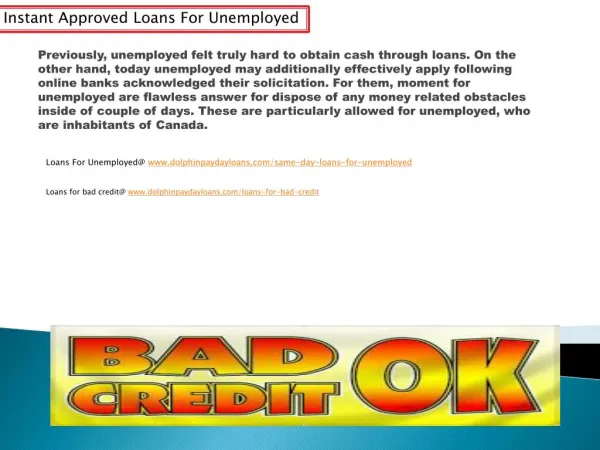 loans for unemployed@ www.dolphinpaydayloans.com/same-day-loans-for-unemployed