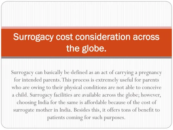Surrogacy cost consideration across the globe.