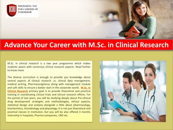 MSc in Clinical Research, Part Time Courses For Science Graduates