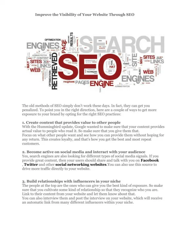 Improve the Visibility of Your Website Through SEO