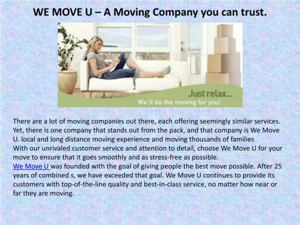 We move u – a moving company you