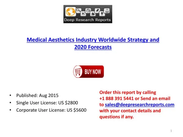 Medical Aesthetics Industry Worldwide Strategy and 2020 Forecasts