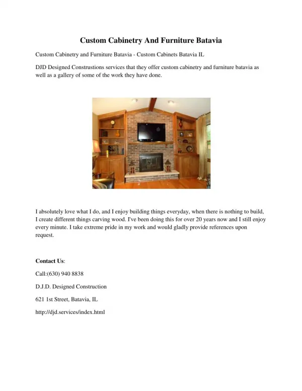 Custom Cabinetry And Furniture Batavia